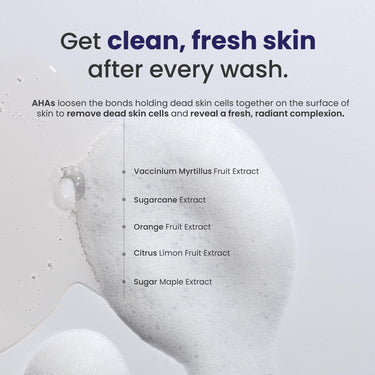RE' EQUIL Fruit Aha Face Wash | Soap & Sulphate Free Cleanser | For Even & Brighter Skin Tone | Makes Skin Soft And Smooth | Gentle On Skin | All Skin Types | 200 Ml